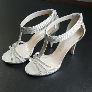 Caparros Silver & Faux Crystal High Heel Sandals